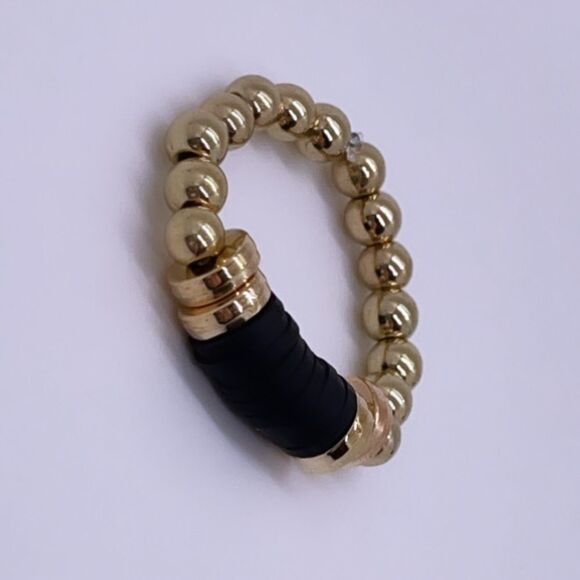 NWT Wool + Pepper Co. Black & Gold Stackable Ring - Picture 2 of 5